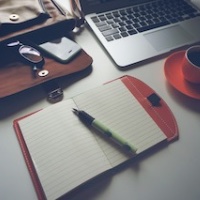 desk with person